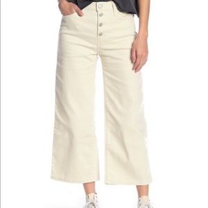 Levi’s cream cropped wide leg jeans